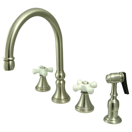 Kingston Brass Widespread Kitchen Faucet, Brushed Nickel KS2798PXBS